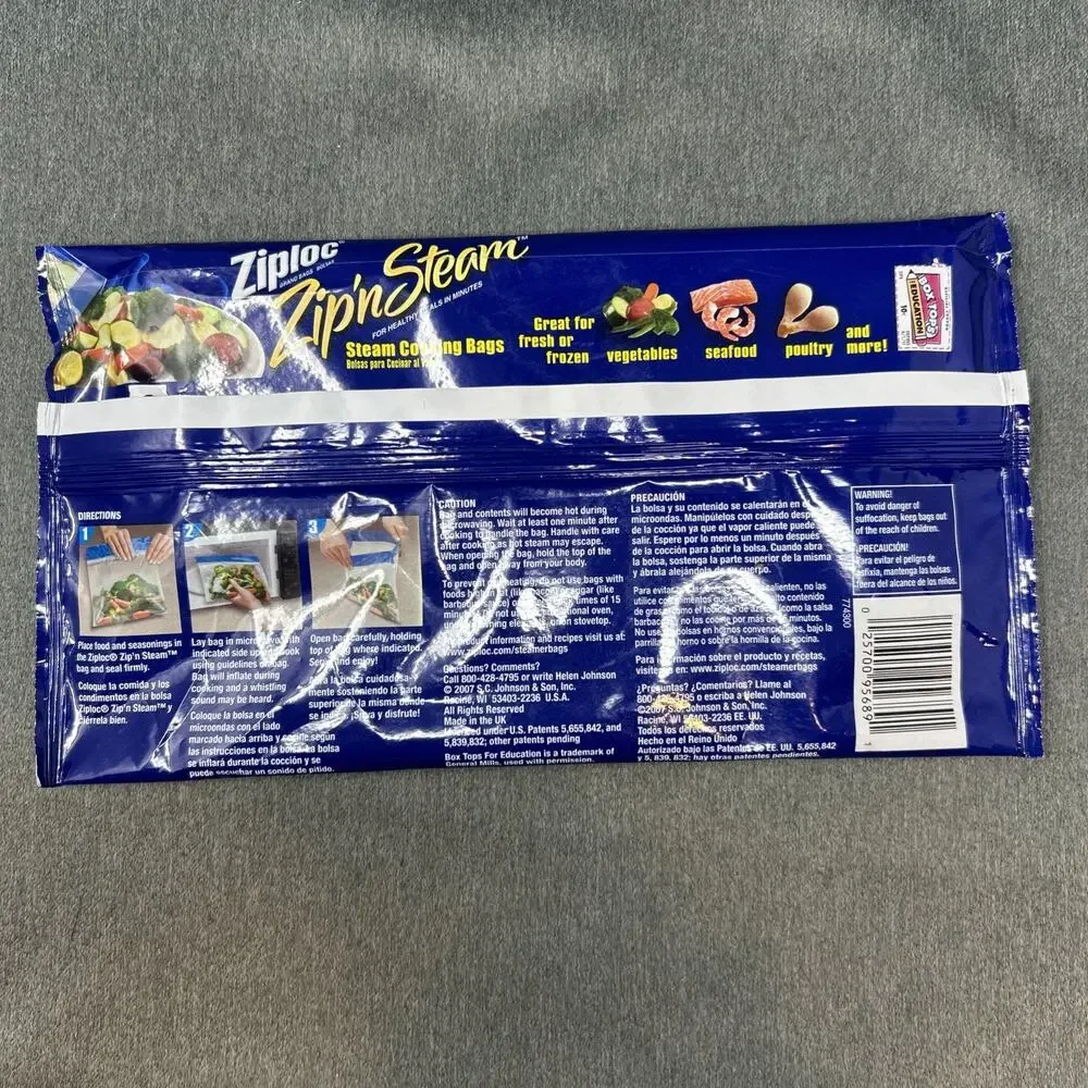 Ziploc Zip 'N Steam Microwave Cooking Bags Medium 10 Count Pack Steam Veggies